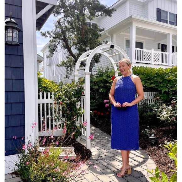 A New Day Women's Dress Small Crochet Midi Halter Blue Sleeveless Sundress New - Picture 13 of 15